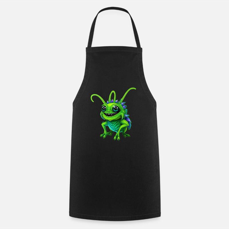 Grüne Monster-Grille - Kochschürze - Schwarz