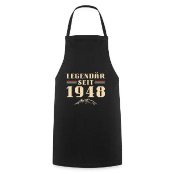 Retro Vintage Berge Jahrgang 1948 Geburtstag - Kochschürze - Schwarz - Vorne - AI Model Male 185 dark (185cm)