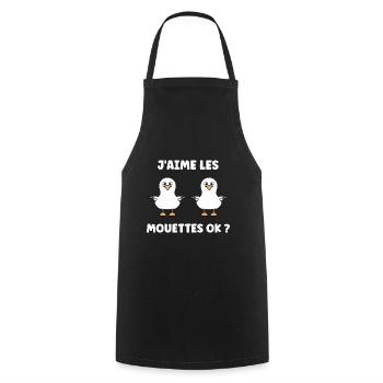 Humour petit mouette - Tablier de cuisine - noir - Devant - AI Model Male 185 dark (185cm)