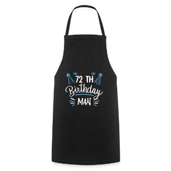 72 ans - cadeau d'anniversaire 72 ans - Tablier de cuisine - noir - Devant - AI Model Male 185 dark (185cm)