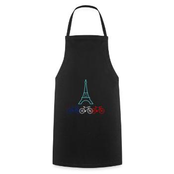 Biking in Paris - Cooking Apron - black - Front - AI Model Male 185 dark (185cm)