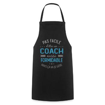 COACH entraineur sportif cadeau - Tablier de cuisine - noir - Devant - AI Model Male 185 dark (185cm)