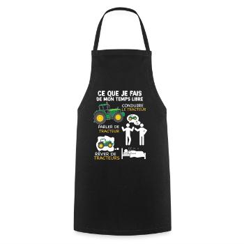 Tracteur agriculteur passion humour métier - Tablier de cuisine - noir - Devant - AI Model Male 185 dark (185cm)