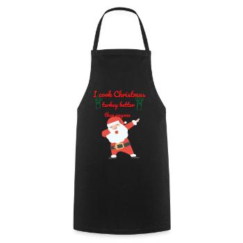 I cook turkey - Christmas - Cooking Apron - black - Front - AI Model Male 185 dark (185cm)