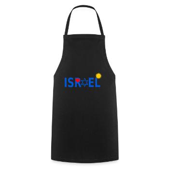Israël avec l'étoile de David Heart Sun - Tablier de cuisine - noir - Devant - AI Model Male 185 dark (185cm)