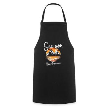 Alpes-de-Haute-Provence France Skiing - Cooking Apron - black - Front - AI Model Male 185 dark (185cm)