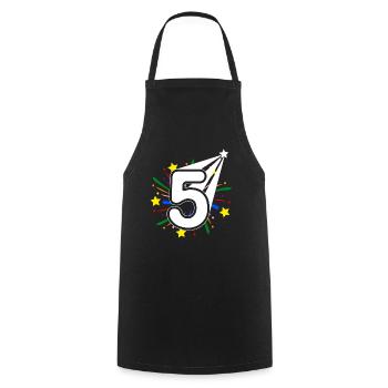 5 years old 5th birthday party number 5 - Cooking Apron - black - Front - AI Model Male 185 dark (185cm)