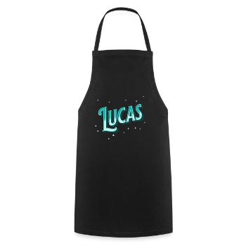 Lucas Namen personalisiert - Kochschürze - Schwarz - Vorne - AI Model Male 185 dark (185cm)