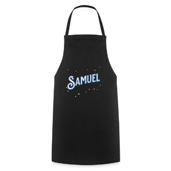 Samuel Namen personalisiert - Kochschürze - Schwarz - Vorne - AI Model Male 185 dark (185cm)