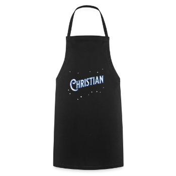 Christian Namen personalisiert - Kochschürze - Schwarz - Vorne - AI Model Male 185 dark (185cm)