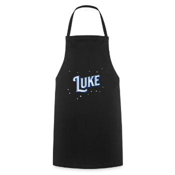 Luke Namen personalisiert - Kochschürze - Schwarz - Vorne - AI Model Male 185 dark (185cm)