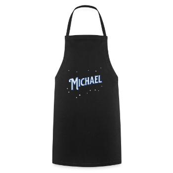 Michael Namen personalisiert - Kochschürze - Schwarz - Vorne - AI Model Male 185 dark (185cm)