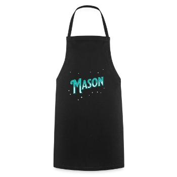 Mason Namen personalisiert - Kochschürze - Schwarz - Vorne - AI Model Male 185 dark (185cm)