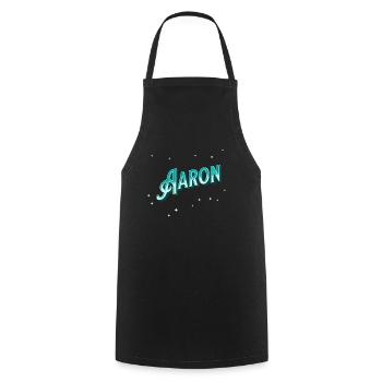 Aaron name personalized - Cooking Apron - black - Front - AI Model Male 185 dark (185cm)