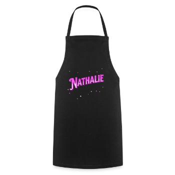 Le prénom de Nathalie personnalisé - Tablier de cuisine - noir - Devant - AI Model Male 185 dark (185cm)