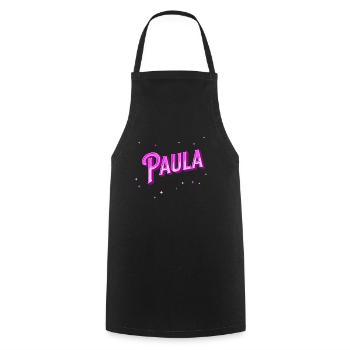 Paula Namen personalisiert - Kochschürze - Schwarz - Vorne - AI Model Male 185 dark (185cm)