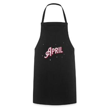 Prénoms d'avril personnalisés - Tablier de cuisine - noir - Devant - AI Model Male 185 dark (185cm)