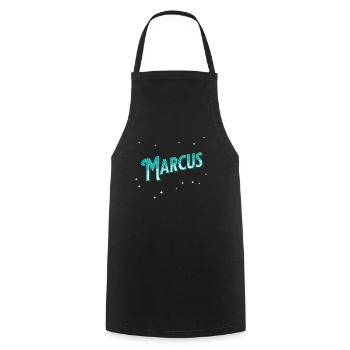 Marcus Namen personalisiert - Kochschürze - Schwarz - Vorne - AI Model Male 185 dark (185cm)