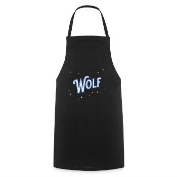 Wolf Namen personalisiert - Kochschürze - Schwarz - Vorne - AI Model Male 185 dark (185cm)