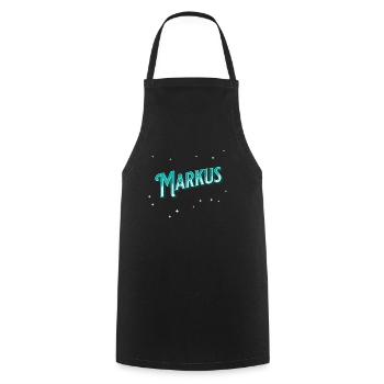 Markus Namen personalisiert - Kochschürze - Schwarz - Vorne - AI Model Male 185 dark (185cm)
