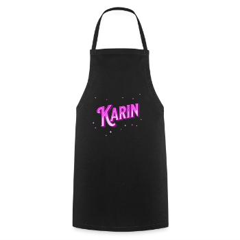 Karin Namen personalisiert - Kochschürze - Schwarz - Vorne - AI Model Male 185 dark (185cm)