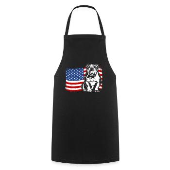 Bouledogue anglais Amérique Flag Dogs Wilsigns - Tablier de cuisine - noir - Devant - AI Model Male 185 dark (185cm)