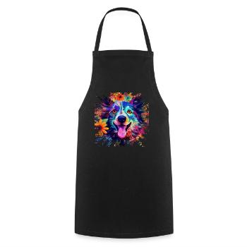 Multicolor dog - Cooking Apron - black - Front - AI Model Male 185 dark (185cm)