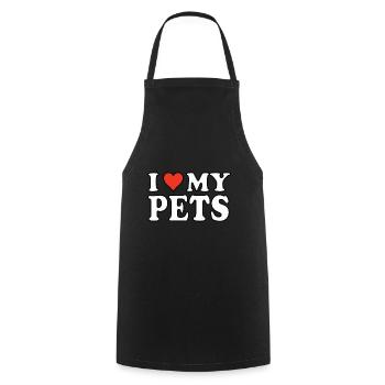I love my Pets - Ich liebe meine Haustiere Design - Kochschürze - Schwarz - Vorne - AI Model Male 185 dark (185cm)