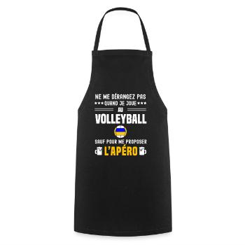 volleyball ne dérangez pas sauf apéro - Tablier de cuisine - noir - Devant - AI Model Male 185 dark (185cm)