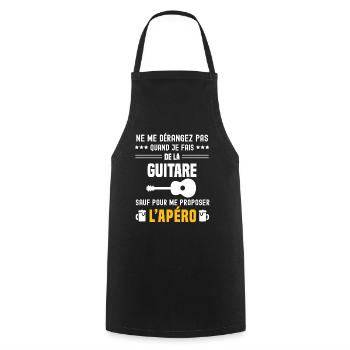 guitare ne dérangez pas sauf apéro - Tablier de cuisine - noir - Devant - AI Model Male 185 dark (185cm)