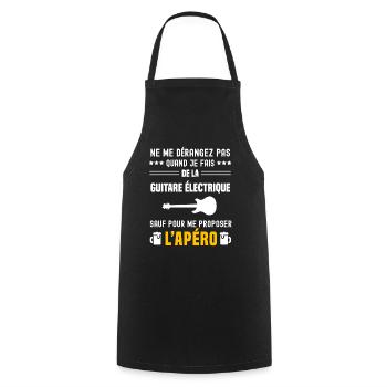 guitare électrique ne dérangez pas sauf apéro - Tablier de cuisine - noir - Devant - AI Model Male 185 dark (185cm)
