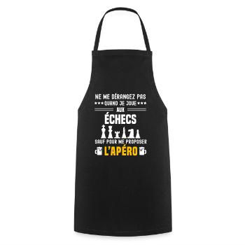échecs ne dérangez pas sauf apéro - Tablier de cuisine - noir - Devant - AI Model Male 185 dark (185cm)