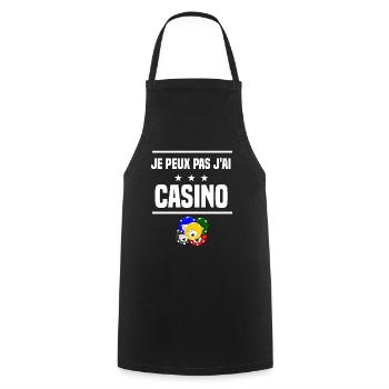 je peux pas j'ai casino humour jetons - Tablier de cuisine - noir - Devant - AI Model Male 185 dark (185cm)