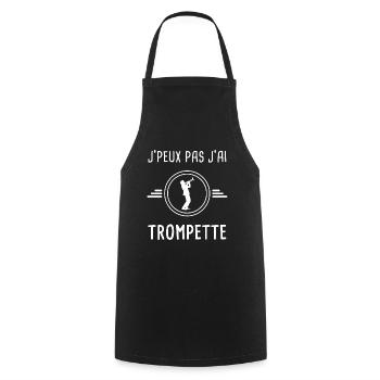 trompette je peux pas j'ai trompette trompettiste - Tablier de cuisine - noir - Devant - AI Model Male 185 dark (185cm)