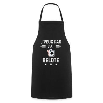 carte je peux pas j'ai belote cartes - Tablier de cuisine - noir - Devant - AI Model Male 185 dark (185cm)