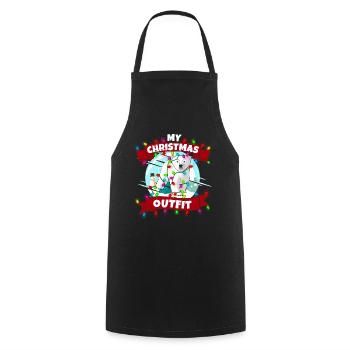 Mein Weihnachten Outfit Eisbär - Kochschürze - Schwarz - Vorne - AI Model Male 185 dark (185cm)