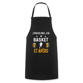 je peux pas j'ai basket et apéro basketball - Tablier de cuisine - noir - Devant - AI Model Male 185 dark (185cm)