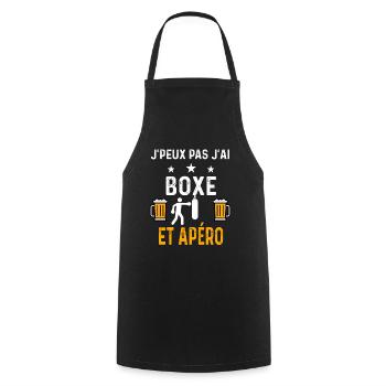 je peux pas j'ai boxe sac et apéro boxe - Tablier de cuisine - noir - Devant - AI Model Male 185 dark (185cm)