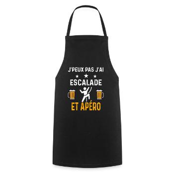 je peux pas j'ai escalade et apéro escalade - Tablier de cuisine - noir - Devant - AI Model Male 185 dark (185cm)
