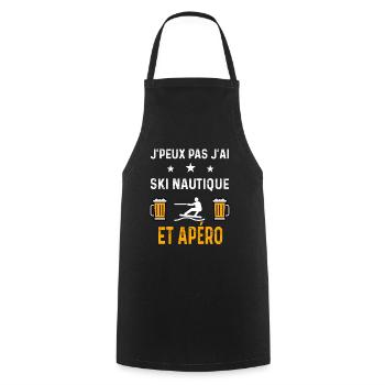 je peux pas j'ai ski nautique et apéro ski - Tablier de cuisine - noir - Devant - AI Model Male 185 dark (185cm)