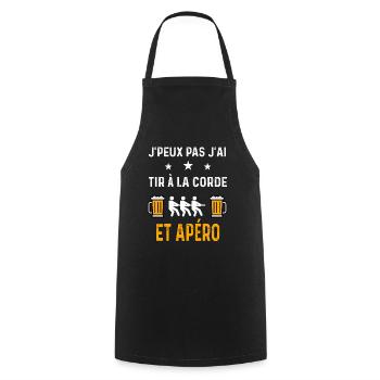 je peux pas j'ai tir à la corde et apéro corde - Tablier de cuisine - noir - Devant - AI Model Male 185 dark (185cm)