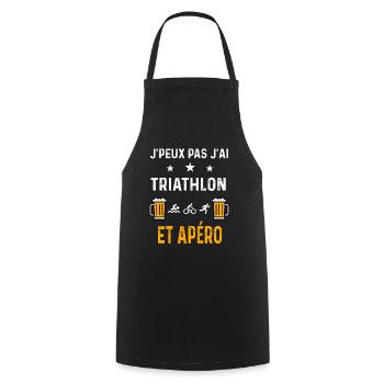 je peux pas j'ai triathlon sport et apéro - Tablier de cuisine - noir - Devant - AI Model Male 185 dark (185cm)