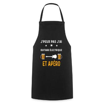 je peux pas j'ai guitare électrique et apéro - Tablier de cuisine - noir - Devant - AI Model Male 185 dark (185cm)
