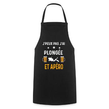 je peux pas j'ai plongée et apéro - Tablier de cuisine - noir - Devant - AI Model Male 185 dark (185cm)