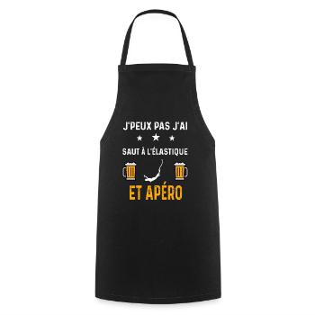 je peux pas j'ai saut à l'élastique et apéro - Tablier de cuisine - noir - Devant - AI Model Male 185 dark (185cm)