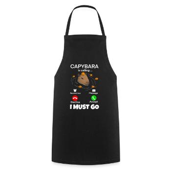 Capybara telefonieren ich muss gehen - Kochschürze - Schwarz - Vorne - AI Model Male 185 dark (185cm)