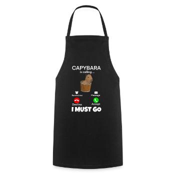 Capybara je dois y aller - Tablier de cuisine - noir - Devant - AI Model Male 185 dark (185cm)