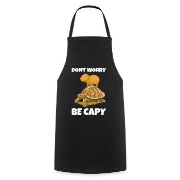 Capybara don't Worry be Capy - Cooking Apron - black - Front - AI Model Male 185 dark (185cm)
