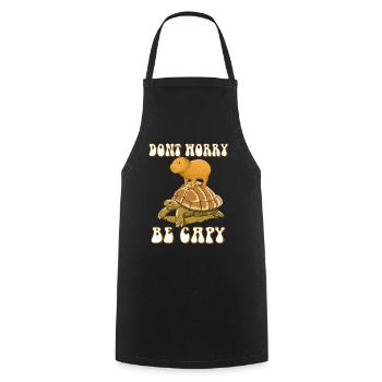 Capybara don't Worry be Capy - Cooking Apron - black - Front - AI Model Male 185 dark (185cm)