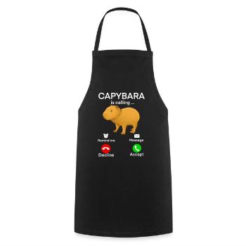 Capybara Baby Call - Cooking Apron - black - Front - AI Model Male 185 dark (185cm)